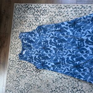 Ripskirt Floral Blue Sleeveless Dress